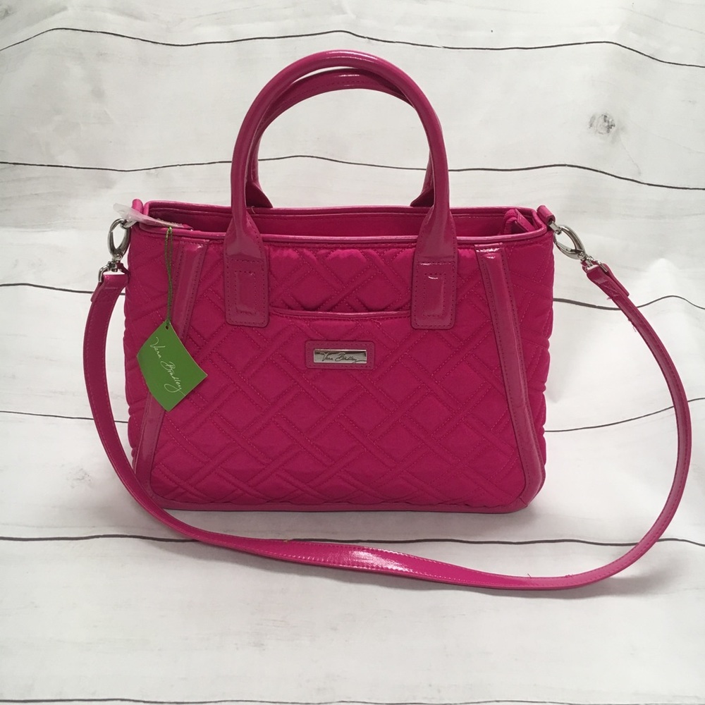 NWT Vera Bradley Fuchsia Trimmed Trapeze Satchel